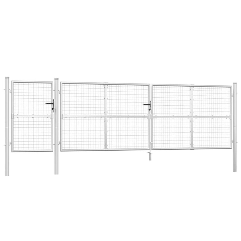(silver, 500 x 175 cm) vidaXL Garden Gate Lawn Fence Door Mesh Patio Outdoor Gate Galvanised Steel
