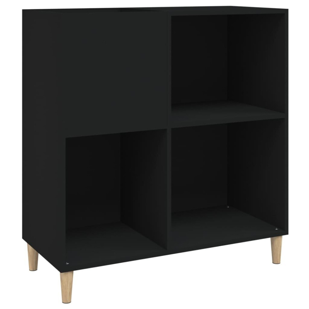 Vidaxl (Black) Record Cabinet Record Player Stand Sideboard Engineered Wood