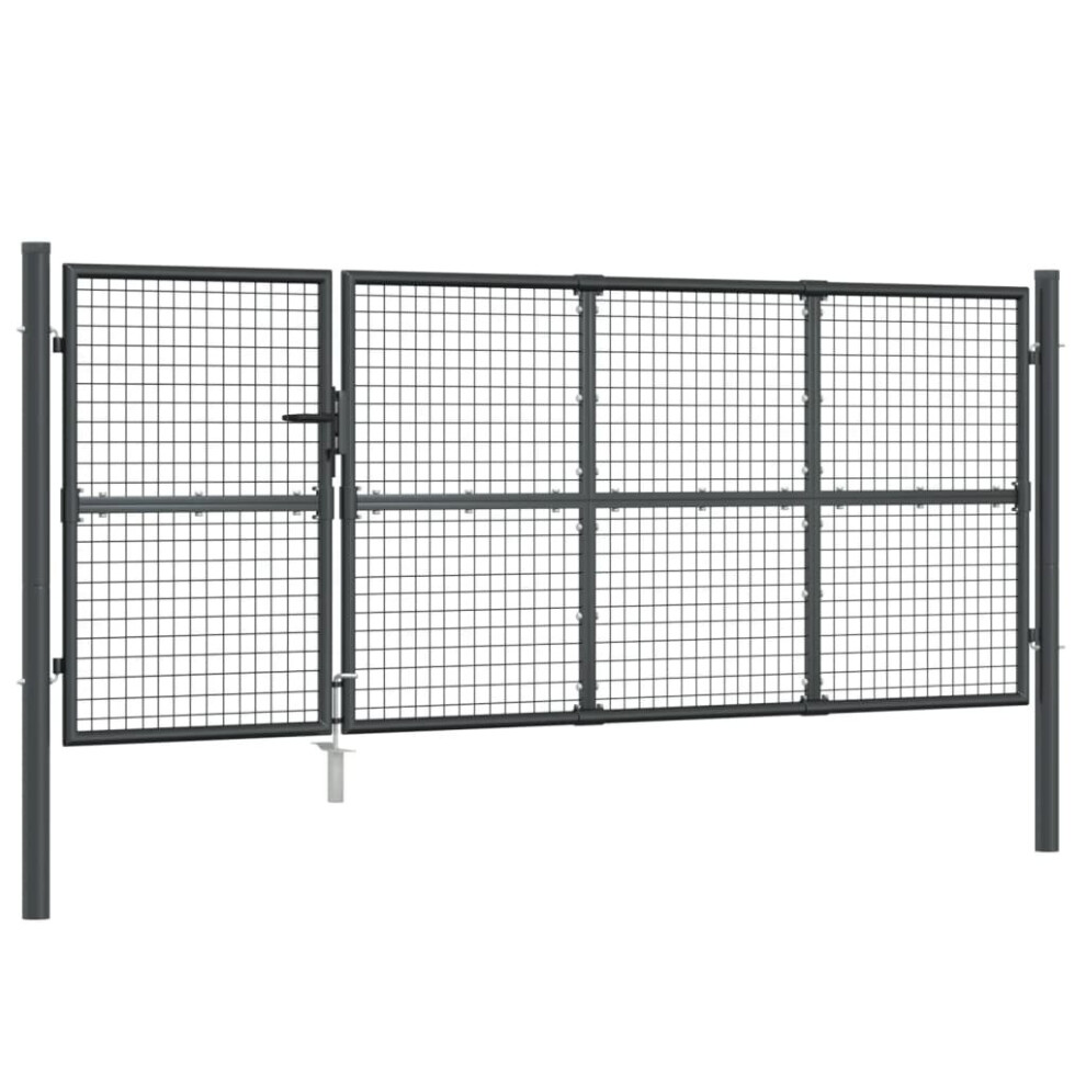 Vidaxl (Anthracite, 350 X 175 Cm) Garden Gate Lawn Fence Door Mesh Patio Outdoor Gate Galvanised Steel