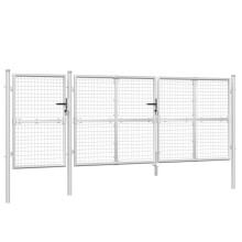 vidaXL Maschen-Gartentor Silber 400x125 cm Verzinkter Stahl
