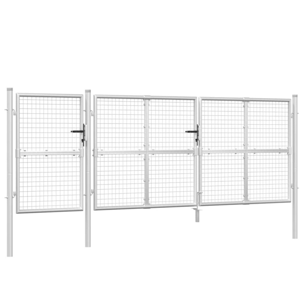 Vidaxl (Silver, 400 X 175 Cm) Garden Gate Lawn Fence Door Mesh Patio Outdoor Gate Galvanised Steel