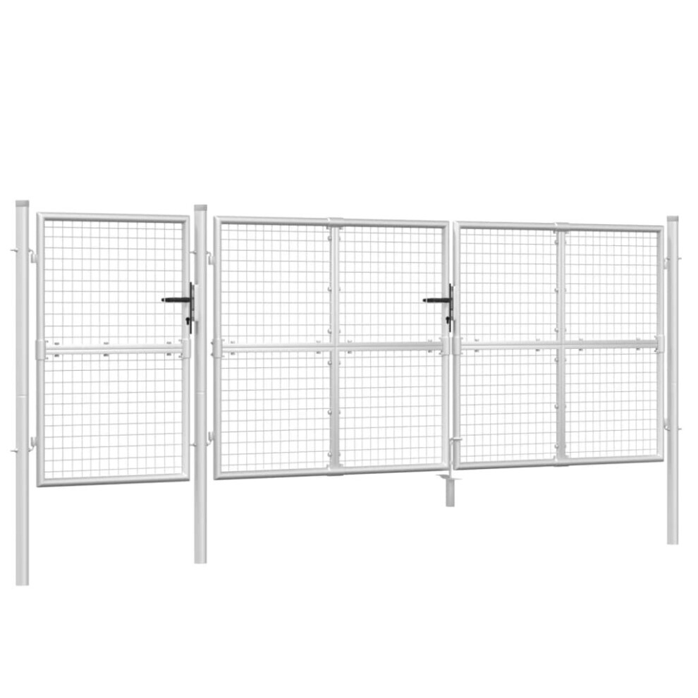 (silver, 400 x 175 cm) vidaXL Garden Gate Lawn Fence Door Mesh Patio Outdoor Gate Galvanised Steel