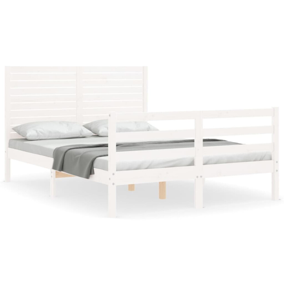 (white, 120 X 200 cm) vidaXL Bed Frame Bed Base With Headboard Honey Brown Small Double Solid Wood