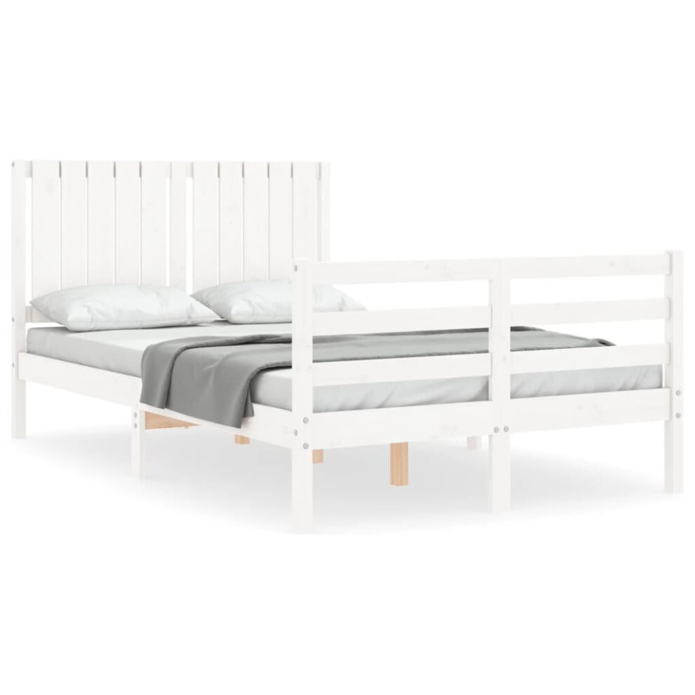 (white, 120 x 190 cm) vidaXL Bed Frame Bed Base with Headboard Honey Brown Small Double Solid Wood