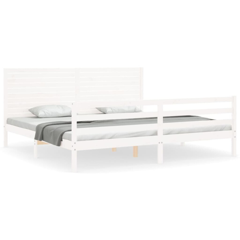 (white, 200 x 200 cm) vidaXL Bed Frame Bed Base with Headboard Honey Brown Small Double Solid Wood