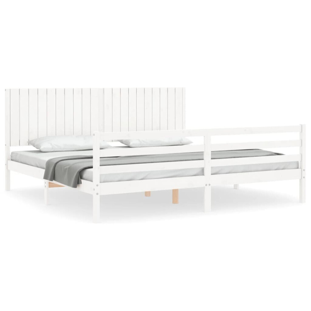 (white, 200 x 200 cm) vidaXL Bed Frame Bed Base with Headboard Honey Brown Small Double Solid Wood