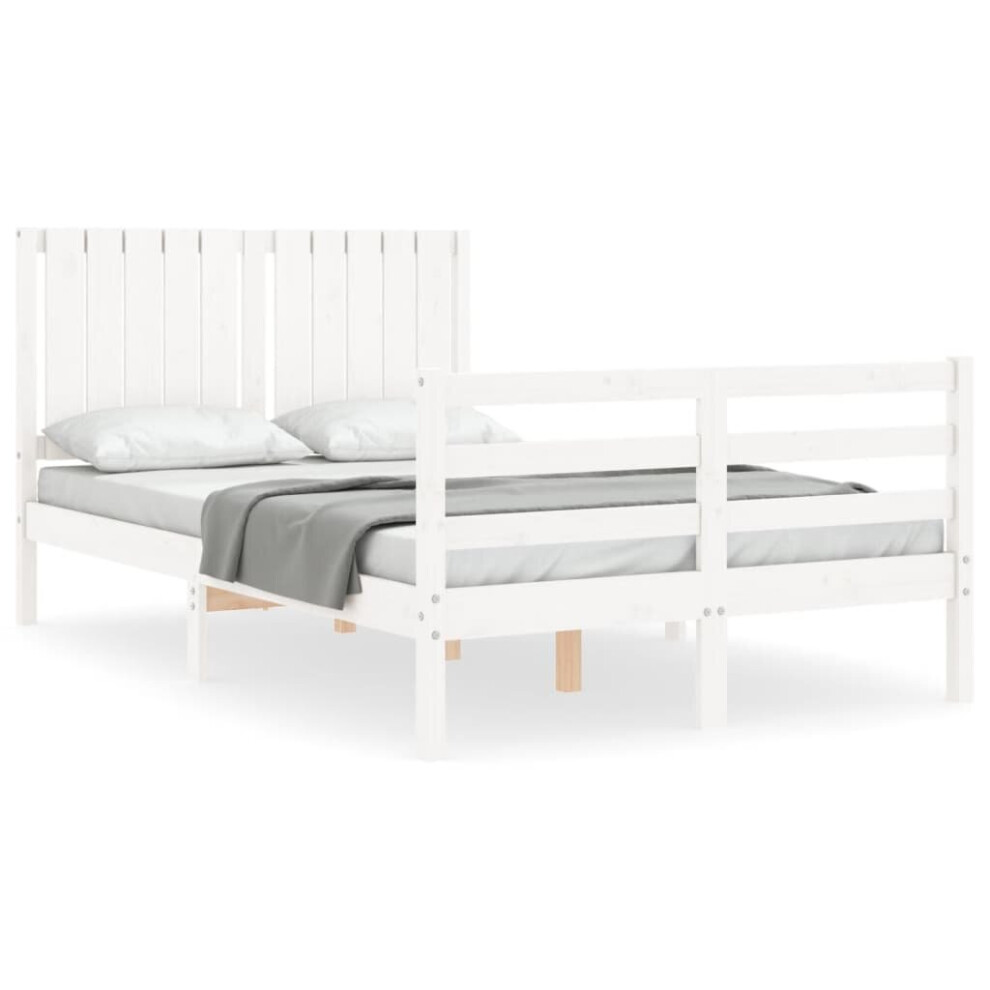 (white, 120 x 200 cm) vidaXL Bed Frame Bed Base with Headboard Honey Brown Small Double Solid Wood