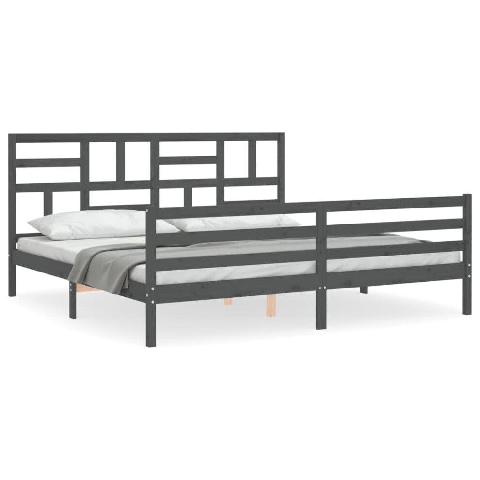 (grey, 200 x 200 cm) vidaXL Bed Frame Bed Base with Headboard Honey Brown Small Double Solid Wood