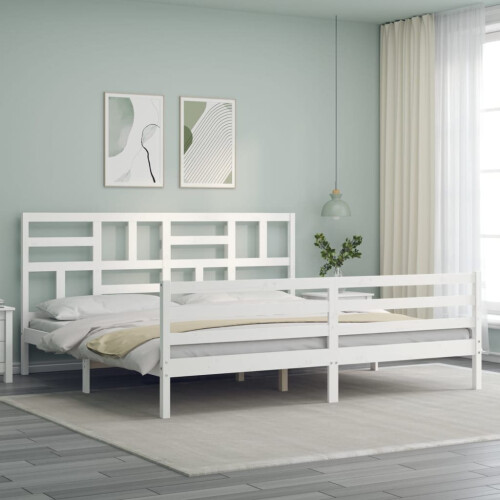 VidaXL (white, 200 x 200 cm) vidaXL Bed Frame Bed Base with Headboard Honey Brown Small Double Solid Wood 2