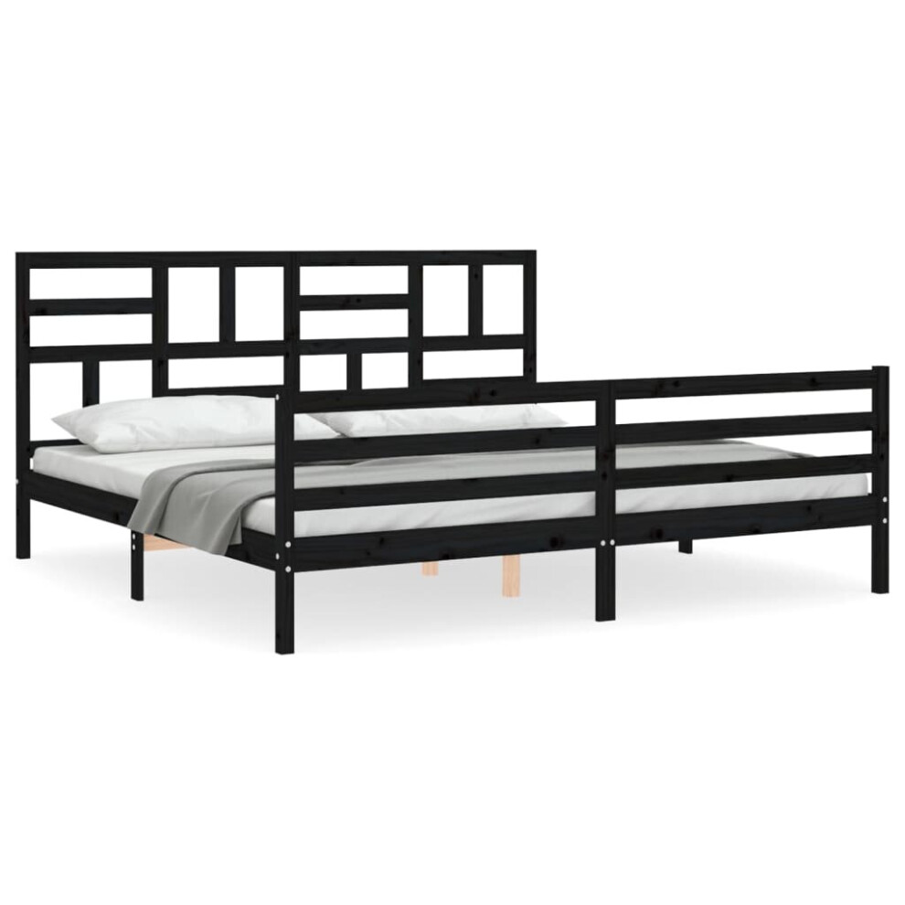 (black, 200 x 200 cm) vidaXL Bed Frame Bed Base with Headboard Honey Brown Small Double Solid Wood