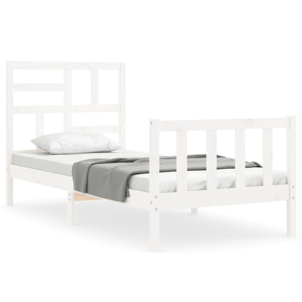 (white, 90 x 200 cm) vidaXL Bed Frame Bed Base Platform Bed with Headboard Black Single Solid Wood