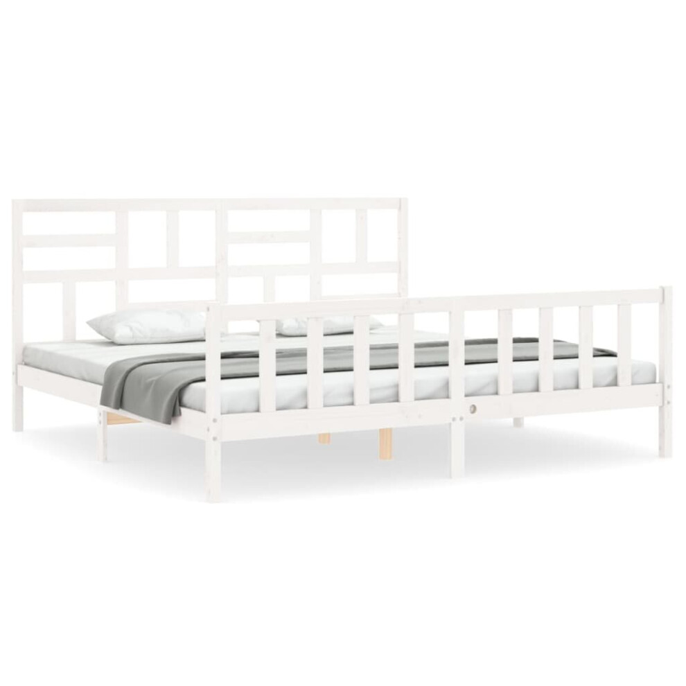 (white, 200 x 200 cm) vidaXL Bed Frame Bed Base Platform Bed with Headboard Black Single Solid Wood