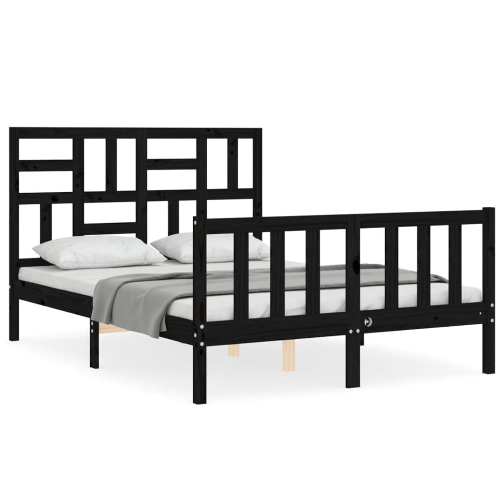 (black, 120 x 200 cm) vidaXL Bed Frame Bed Base Platform Bed with Headboard Black Single Solid Wood