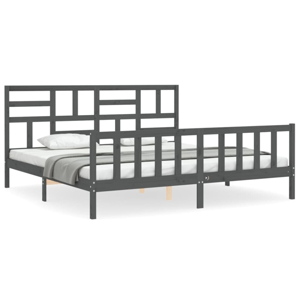 (grey, 200 x 200 cm) vidaXL Bed Frame Bed Base Platform Bed with Headboard Black Single Solid Wood