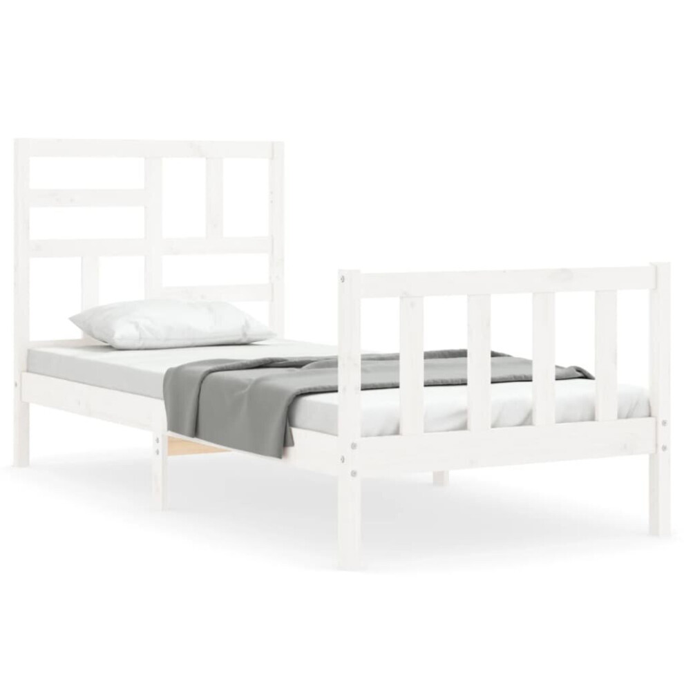 (white, 90 x 190 cm) vidaXL Bed Frame Bed Base Platform Bed with Headboard Black Single Solid Wood