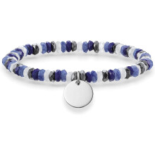 Thomas Sabo Silver Disc Blue Black White Stone Bracelet LBA0023-829-7
