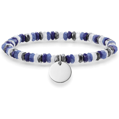 Thomas Sabo Thomas Sabo Silver Disc Blue Black White Stone Bracelet LBA0023-829-7