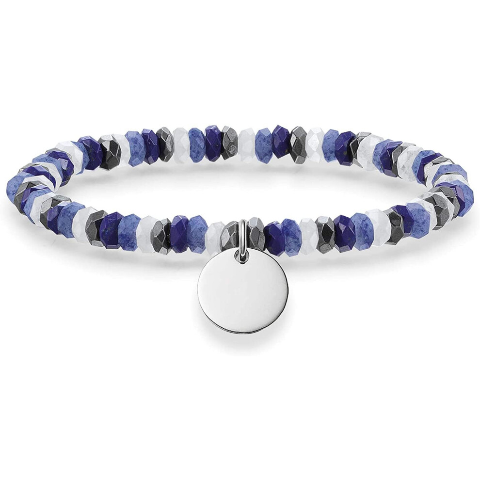 Thomas Sabo Silver Disc Blue Black White Stone Bracelet LBA0023-829-7