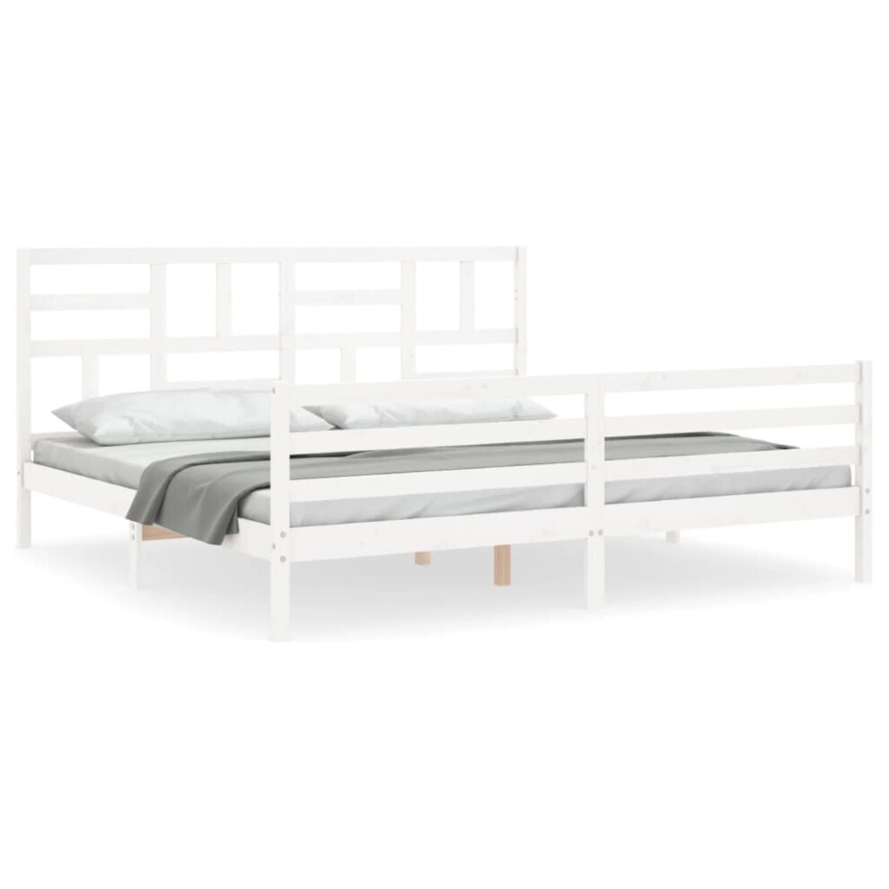 (white, 200 x 200 cm) vidaXL Bed Frame Bed Base with Headboard Honey Brown Small Double Solid Wood