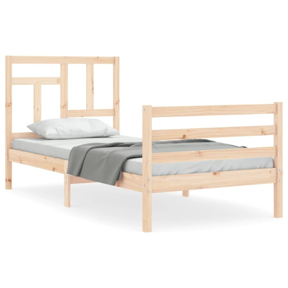 (brown, 90 x 190 cm) vidaXL Bed Frame Bed Base Wooden Bed with Headboard White King Size Solid Wood