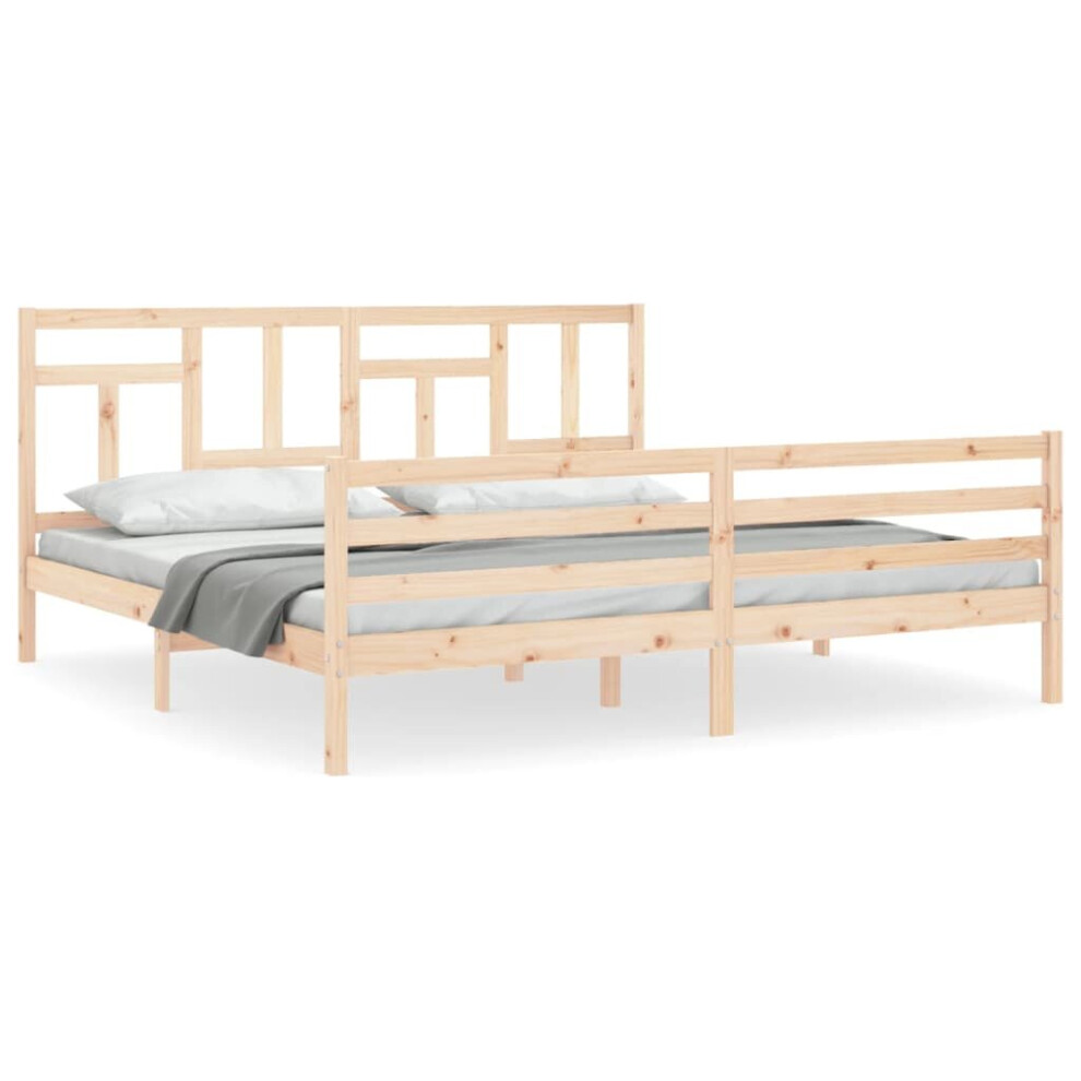 (brown, 180 x 200 cm) vidaXL Bed Frame Bed Base Wooden Bed with Headboard White King Size Solid Wood