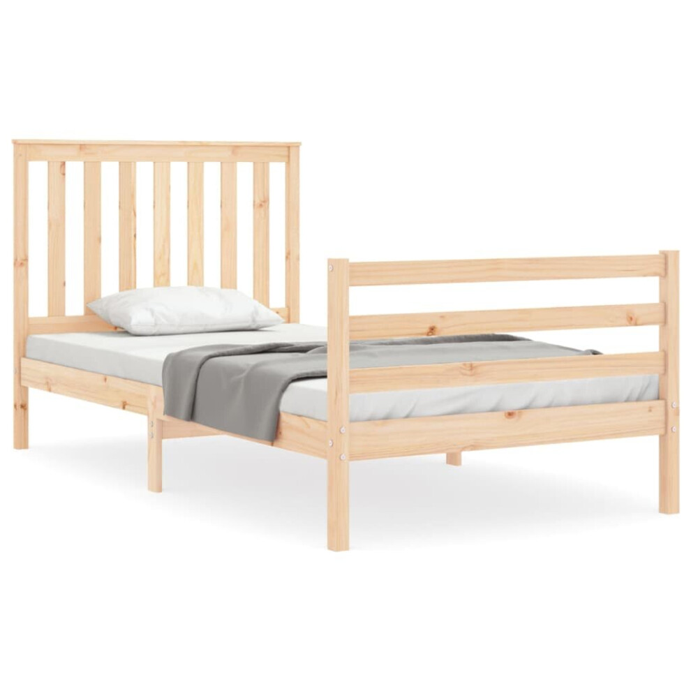 Vidaxl (Brown, 100 X 200 Cm) Bed Frame Bed Base Wooden Platform Bed With Headboard Double Solid Wood