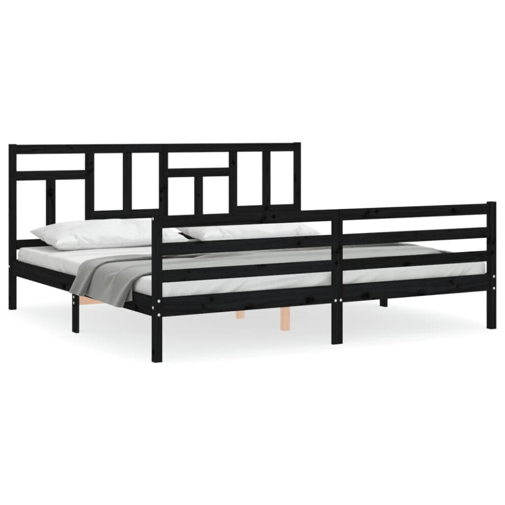 (black, 200 x 200 cm) vidaXL Bed Frame Bed Base Wooden Bed with Headboard White King Size Solid Wood