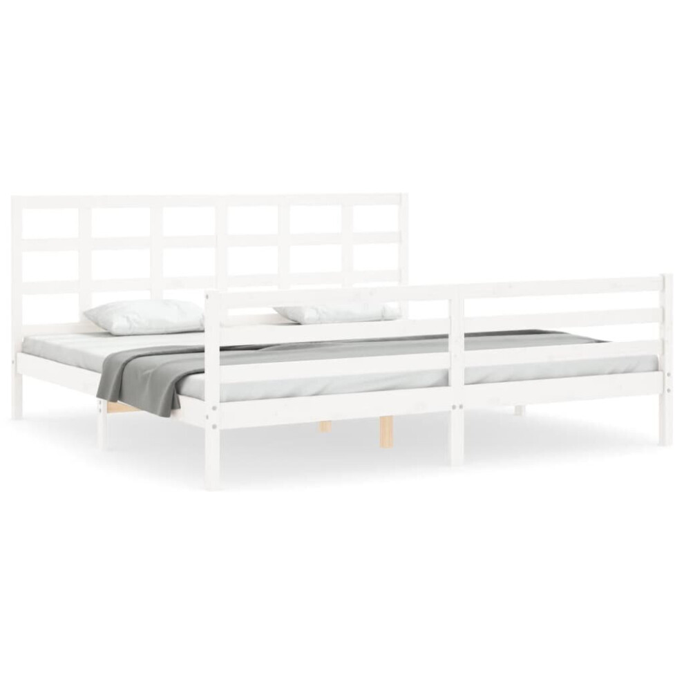 (white, 200 x 200 cm) vidaXL Bed Frame Platform Bed with Headboard Honey Brown King Size Solid Wood