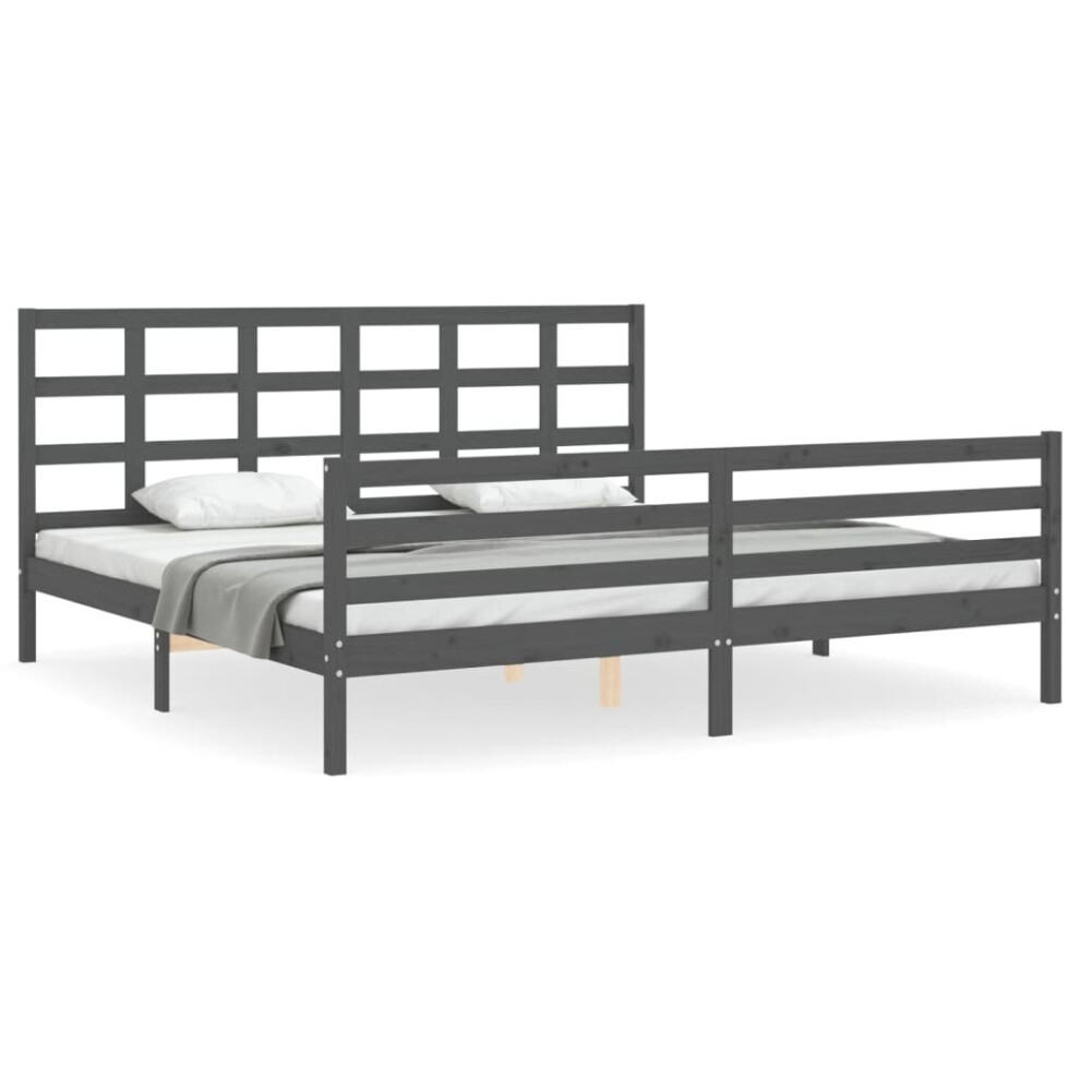 (grey, 200 x 200 cm) vidaXL Bed Frame Platform Bed with Headboard Honey Brown King Size Solid Wood