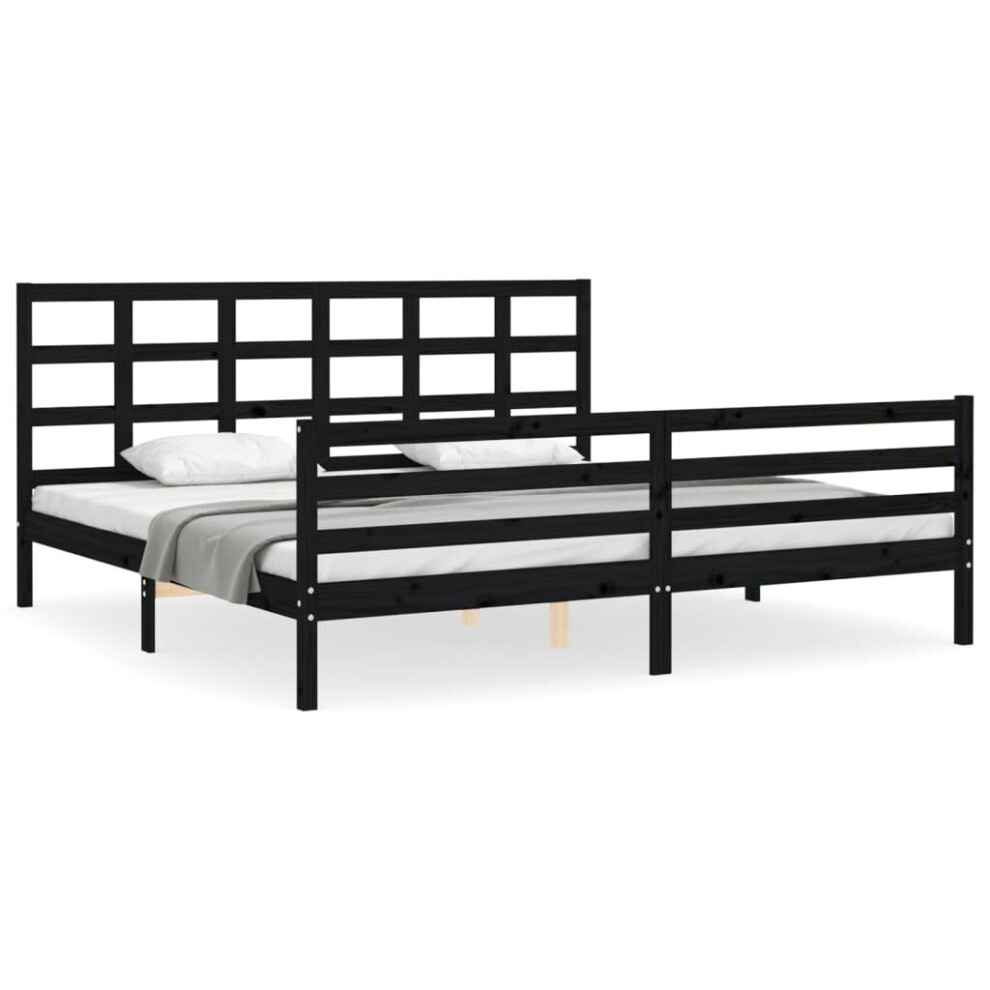 (black, 200 x 200 cm) vidaXL Bed Frame Platform Bed with Headboard Honey Brown King Size Solid Wood