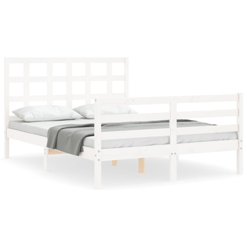 (white, 120 x 190 cm) vidaXL Bed Frame Platform Bed with Headboard Honey Brown King Size Solid Wood