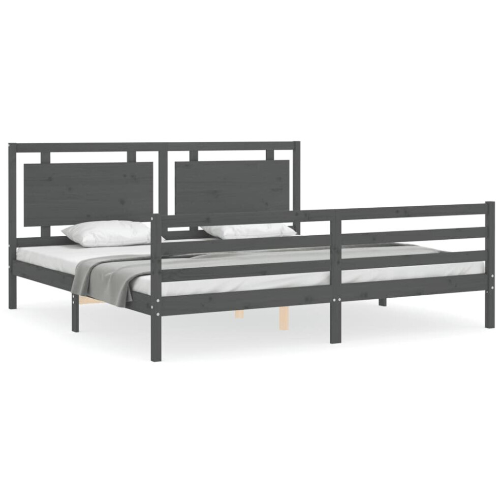 (grey, 200 x 200 cm) vidaXL Bed Frame Bed Base Platform Bed with Headboard Black Single Solid Wood