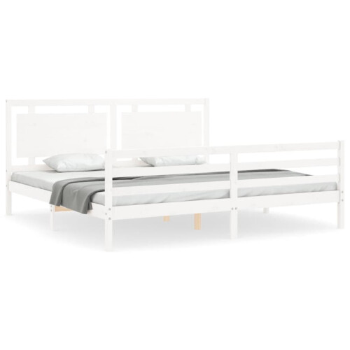 VidaXL (white, 200 x 200 cm) vidaXL Bed Frame Bed Base Platform Bed with Headboard Black Single Solid Wood 1