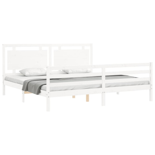VidaXL (white, 200 x 200 cm) vidaXL Bed Frame Bed Base Platform Bed with Headboard Black Single Solid Wood 2
