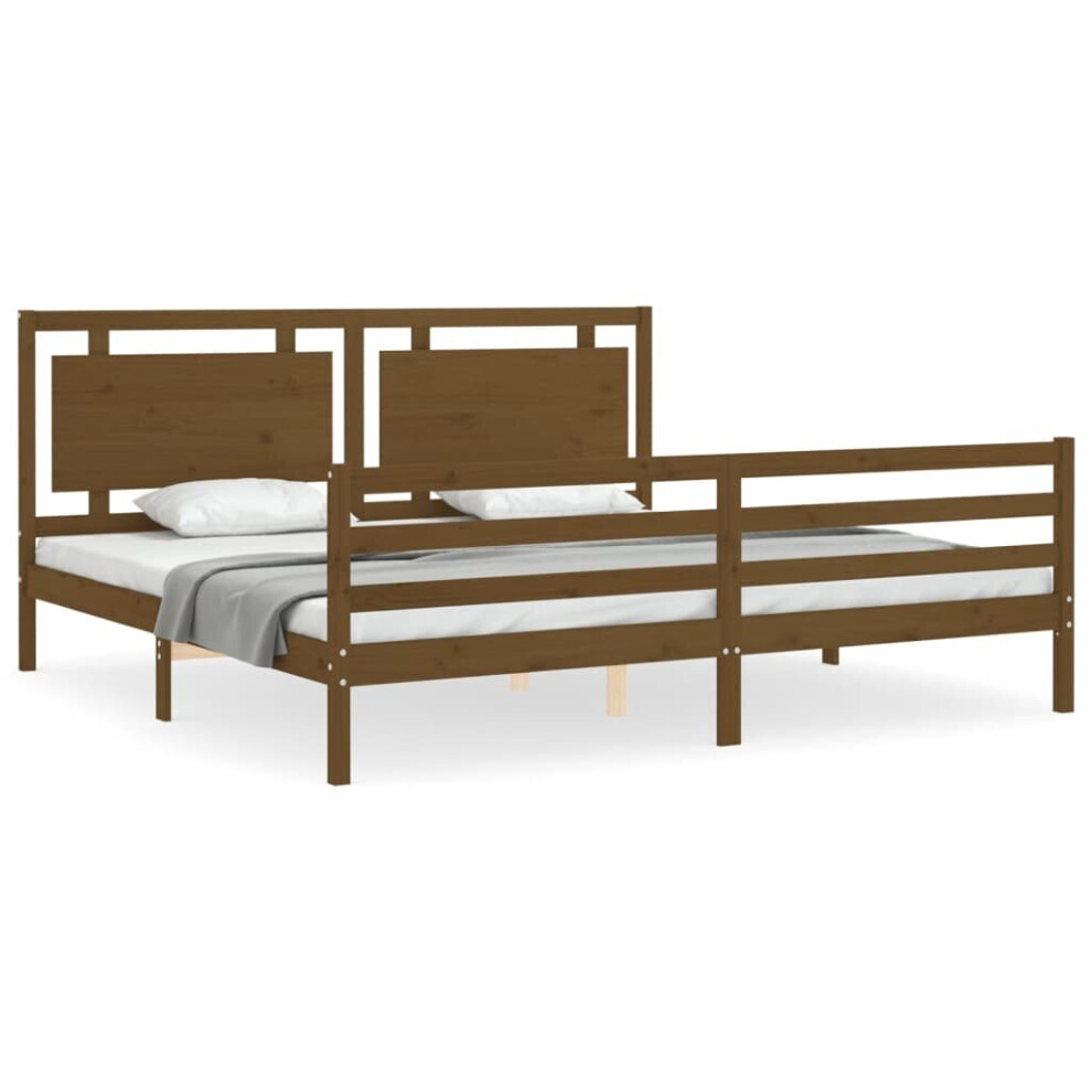 (honey brown, 200 x 200 cm) vidaXL Bed Frame Bed Base Platform Bed with Headboard Black Single Solid Wood