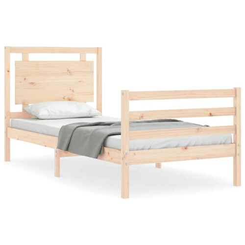 VidaXL (brown, 100 x 200 cm) vidaXL Bed Frame Bed Base Platform Bed with Headboard Black Single Solid Wood