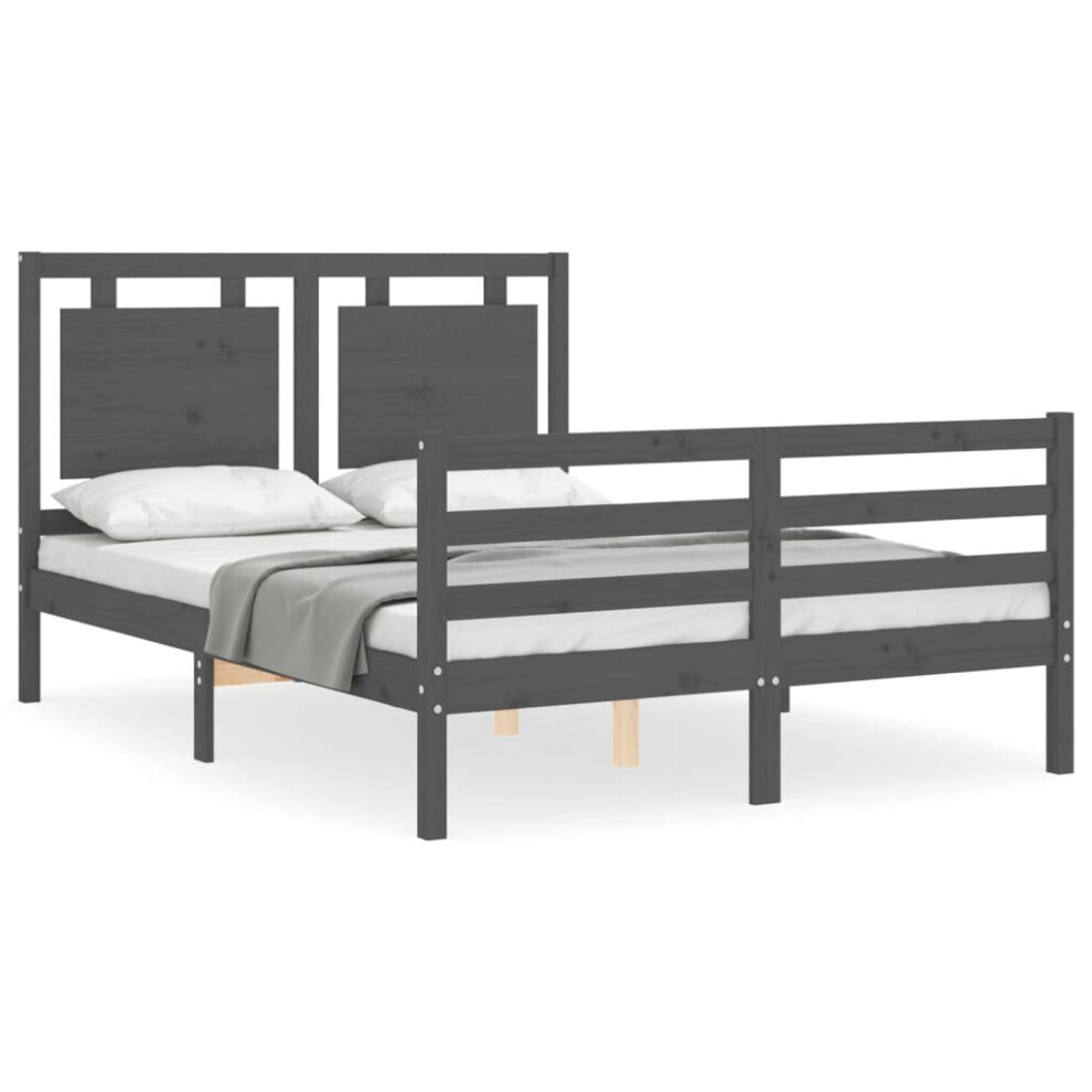 (grey, 140 x 190 cm) vidaXL Bed Frame Bed Base Platform Bed with Headboard Black Single Solid Wood