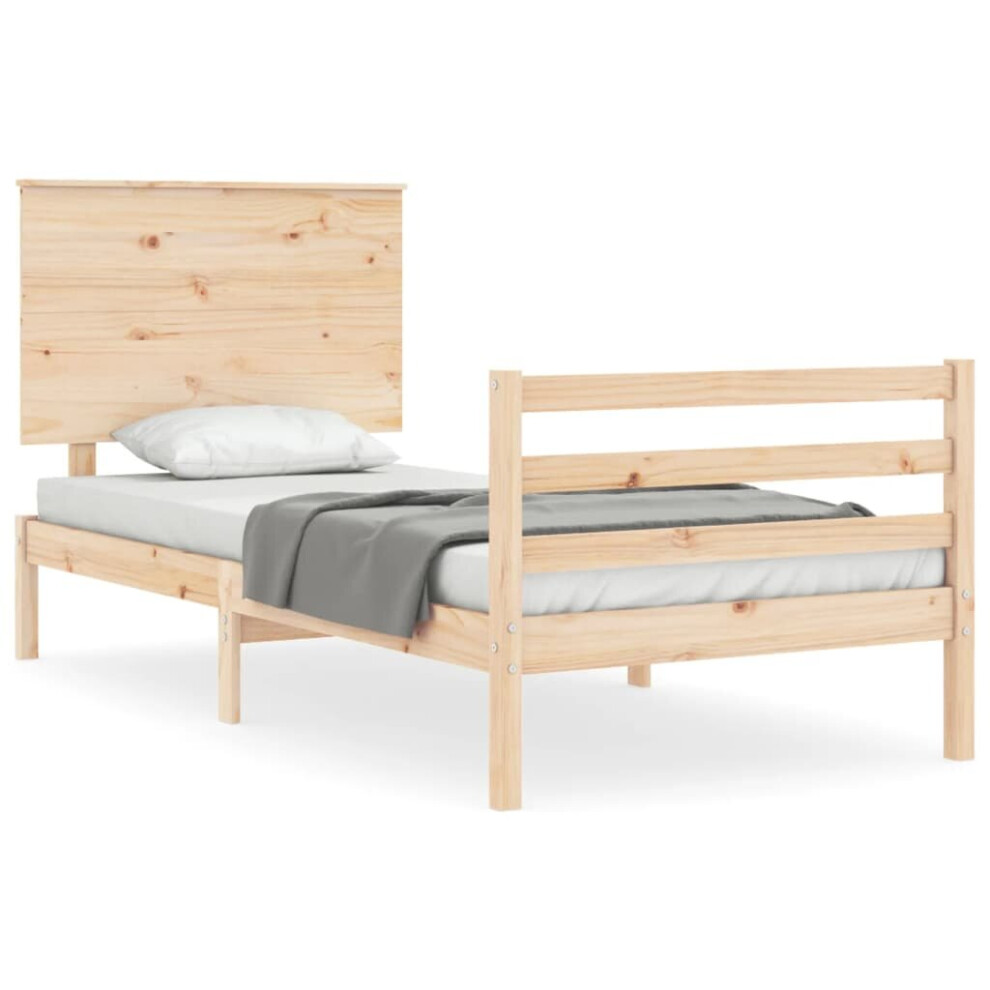 (brown, 90 x 190 cm) vidaXL Bed Frame Bed Base Wooden Bed with Headboard White King Size Solid Wood