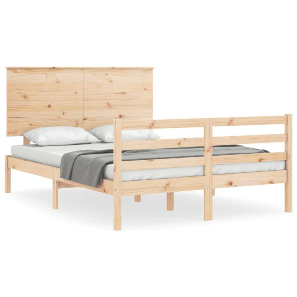 (brown, 120 x 190 cm) vidaXL Bed Frame Bed Base Wooden Bed with Headboard White King Size Solid Wood