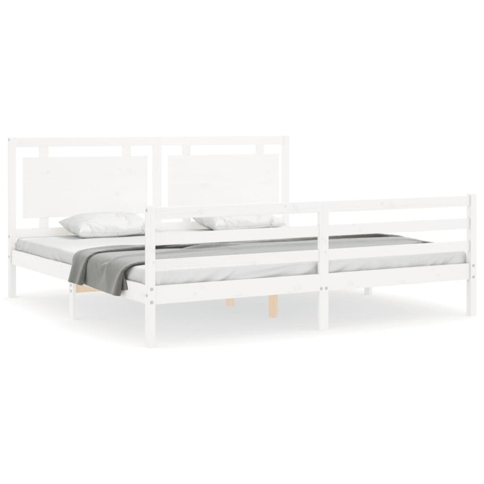 (white, 180 x 200 cm) vidaXL Bed Frame Bed Base Platform Bed with Headboard Black Single Solid Wood