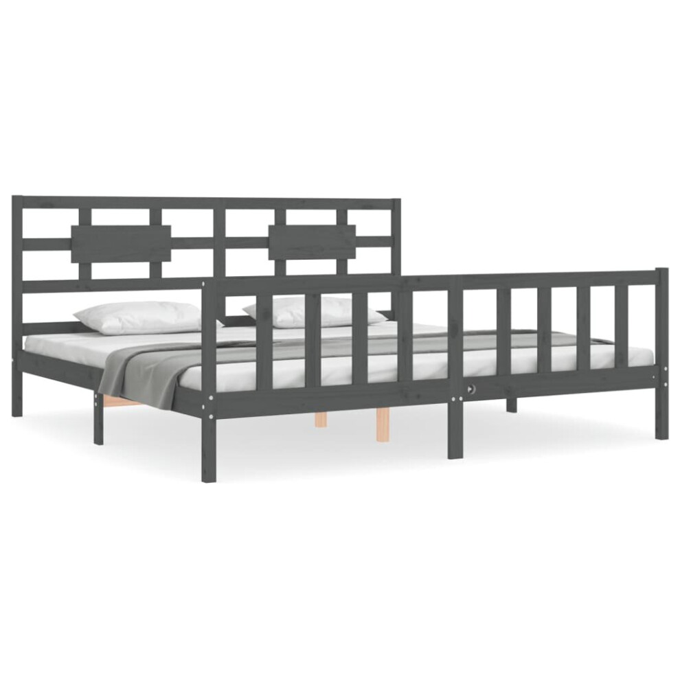 (grey, 200 x 200 cm) vidaXL Bed Frame Bed Base Platform Bed with Headboard Black Single Solid Wood