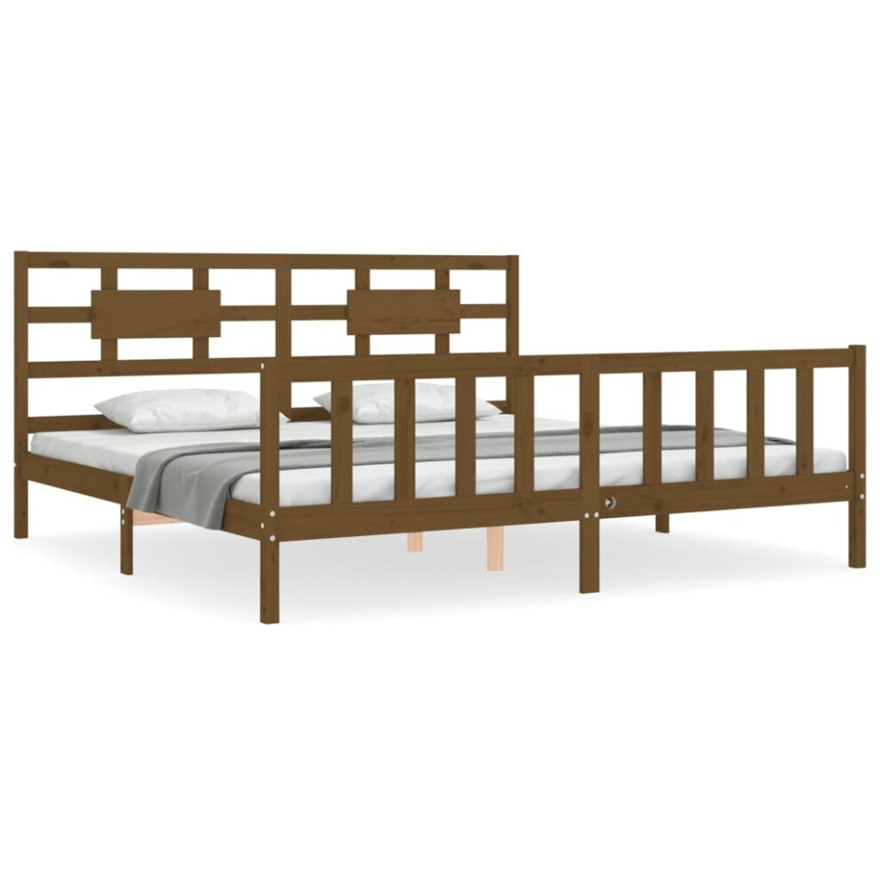 (honey brown, 200 x 200 cm) vidaXL Bed Frame Bed Base Platform Bed with Headboard Black Single Solid Wood