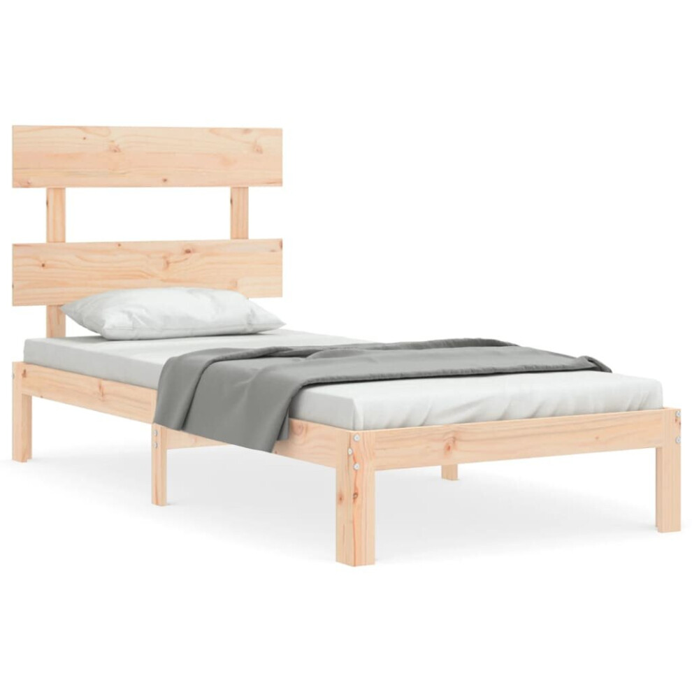 Vidaxl Brown (, 90 X 190 Cm) Bed Frame Bedroom Platform Bed Mattress Foundation Bedstead Solid Wood