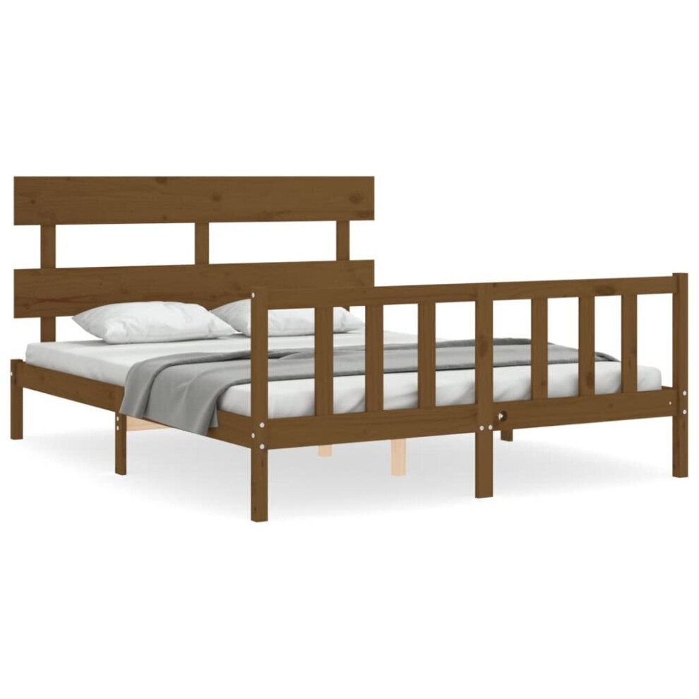 (honey brown, 150 x 200 cm) vidaXL Bed Frame Bedroom Platform Bed Mattress Foundation Bedstead Solid Wood