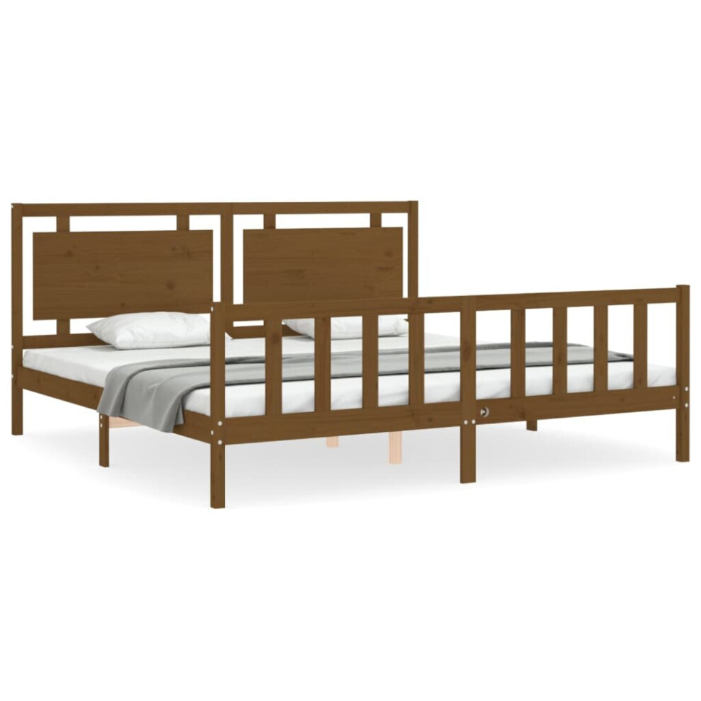 (honey brown, 200 x 200 cm) vidaXL Bed Frame Bed Base Platform Bed with Headboard King Size Solid Wood