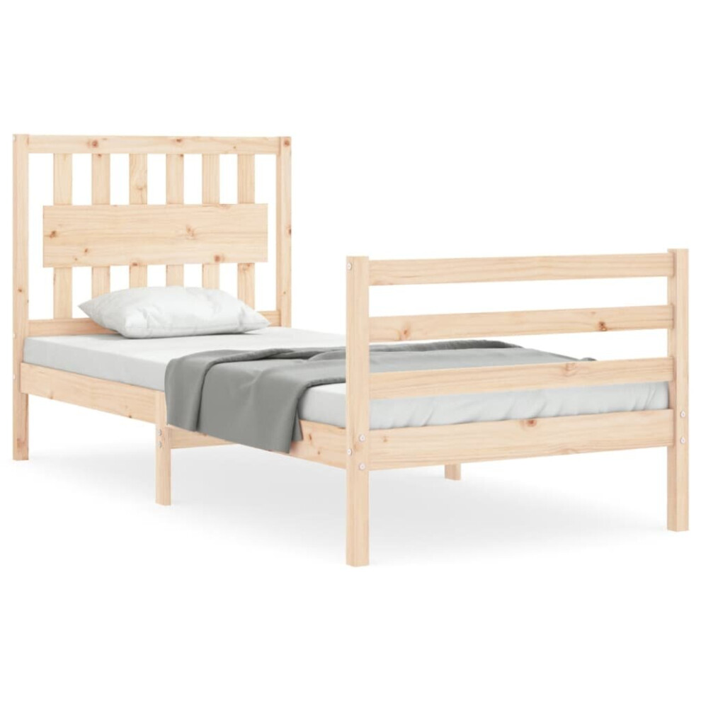 New Vidaxl (Brown, 90 X 200 Cm) Bed Frame Bed Base Platform Bed With Headboard Black Single Solid Wood Black,Brown