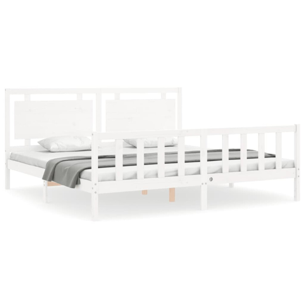 (white, 200 x 200 cm) vidaXL Bed Frame Bed Base Platform Bed with Headboard King Size Solid Wood