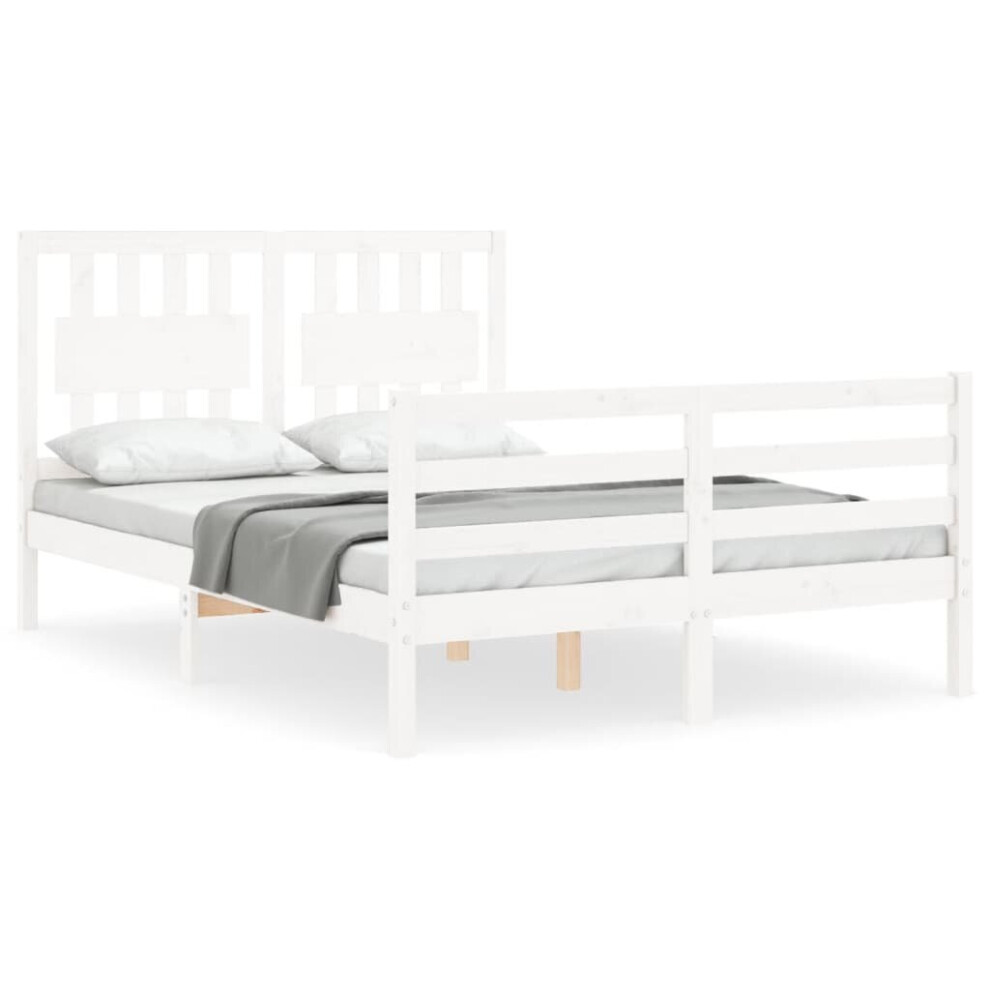 (white, 140 X 190 cm) vidaXL Bed Frame Bed Base Platform Bed With Headboard Black Single Solid Wood