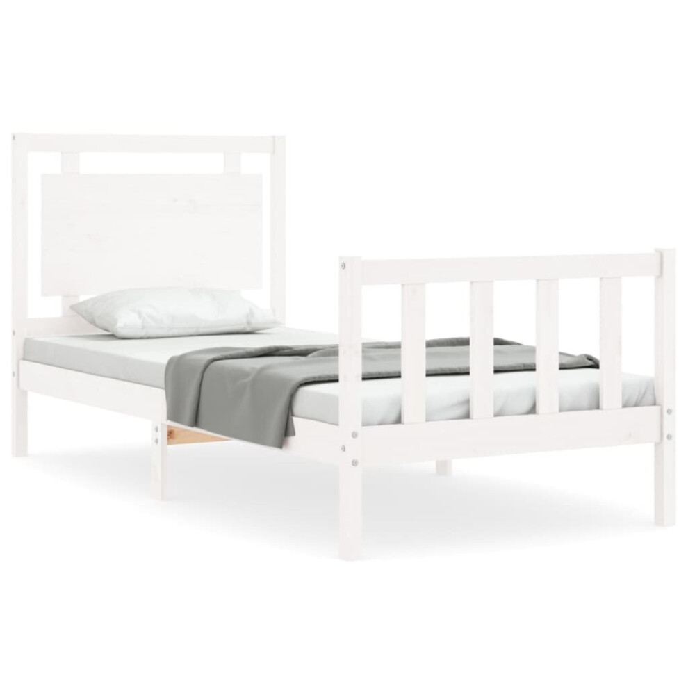 (white, 100 x 200 cm) vidaXL Bed Frame Bed Base Platform Bed with Headboard King Size Solid Wood