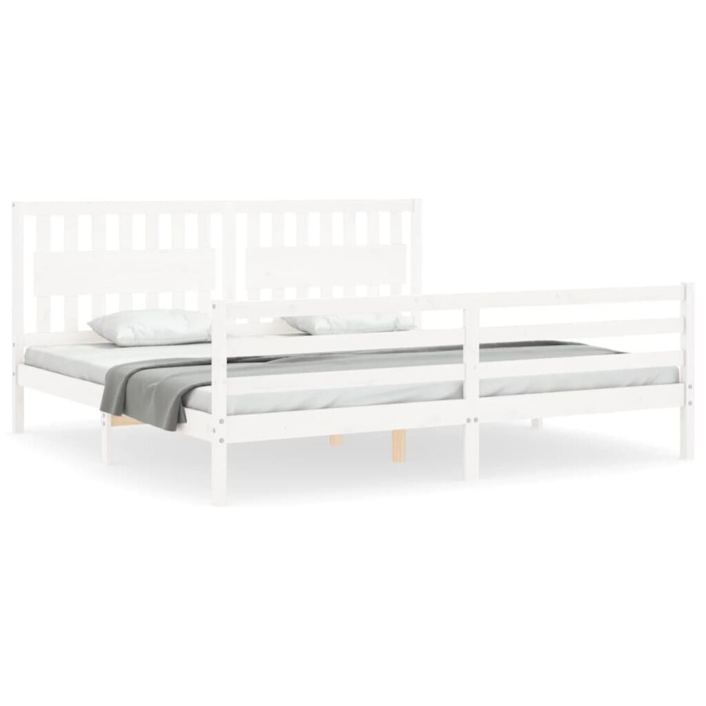 (white, 200 x 200 cm) vidaXL Bed Frame Bed Base Platform Bed with Headboard Black Single Solid Wood